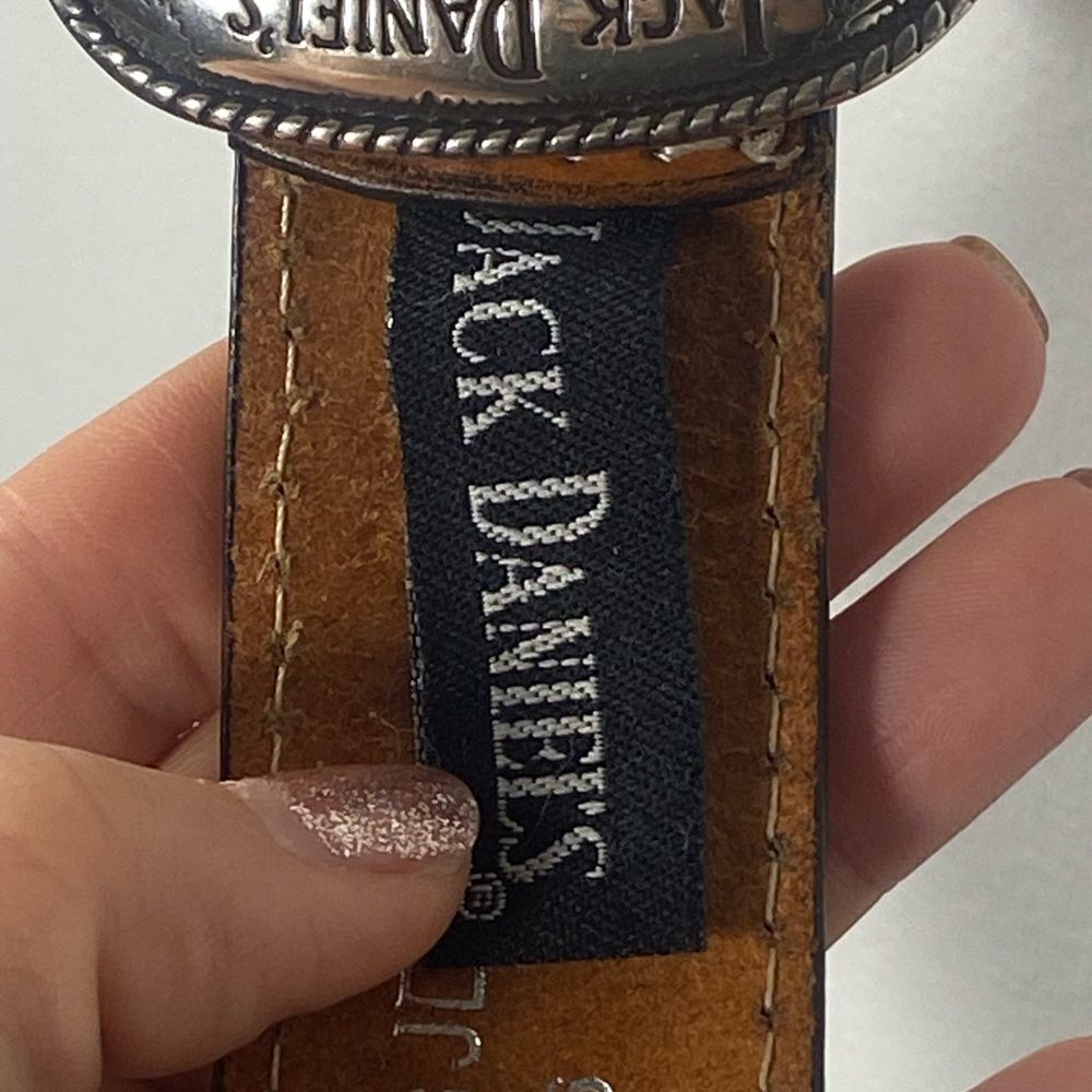 Jack Daniels Brown Leather Belt with Silver Accents - Picture 6 of 6